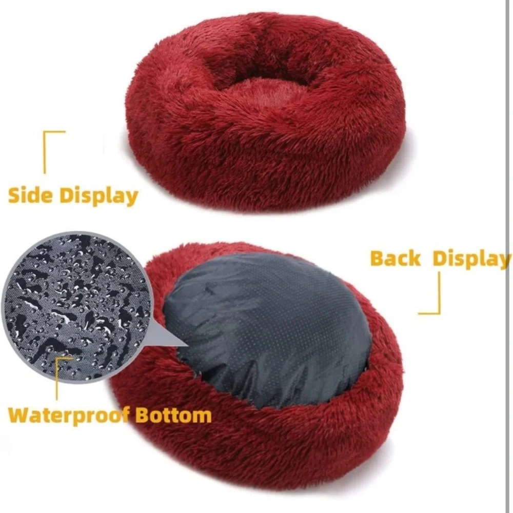 Washable Cat Bed Donut Calming for Cats, Small/Medium Dogs, Round Soft
